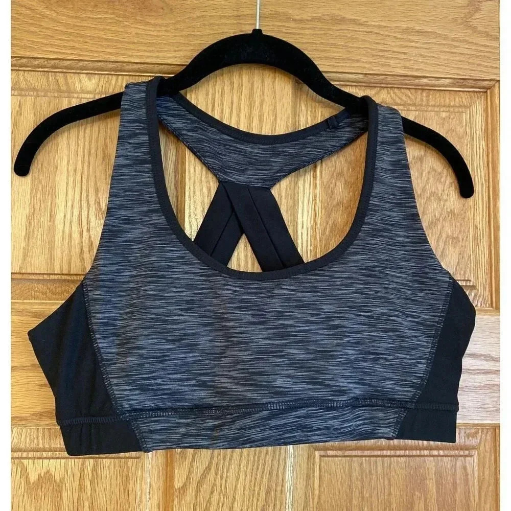 Exertek Sports Bra Black Size L Nylon Spandex Racerback Pull Over